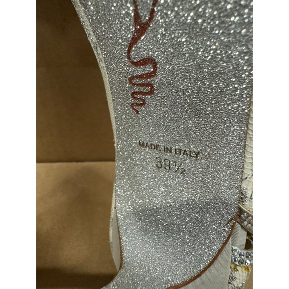 Rene Caovilla Jeweled Cinderella Open Toe Leather Pumps White Womens Size 39.5 - Picture 16 of 16